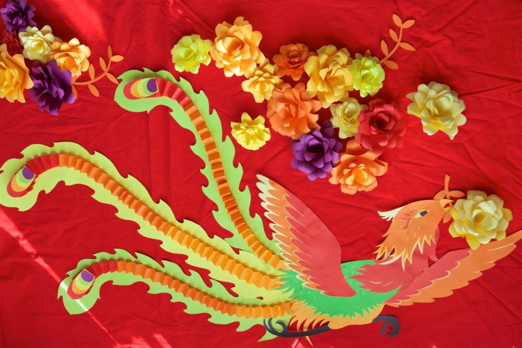 Phoenix, red, flowers